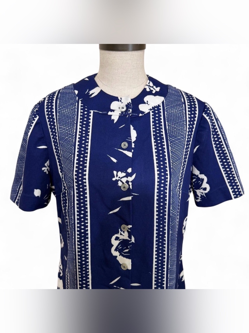 Vintage Indigo Floral / Cyanotype Blouse